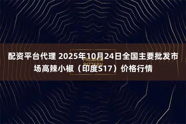 配资平台代理 2025年10月24日全国主要批发市场高辣小椒（印度S17）价格行情